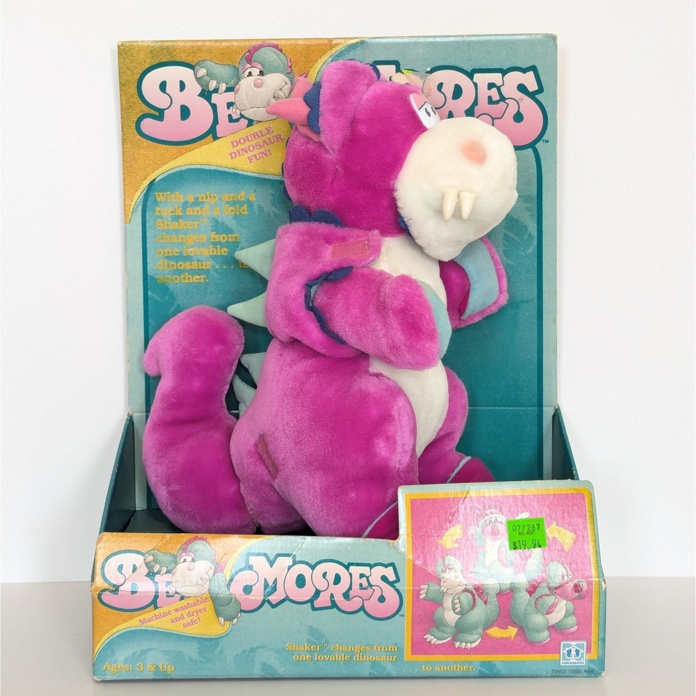 Vtg Ganz Hasbro Be Mores Pink Dragon Dinosaur Shaker Transform Toy 1987 NOS Box